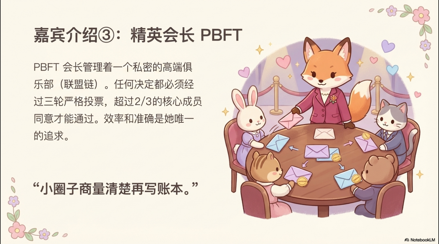 PBFT 会长与小动物协作的插画